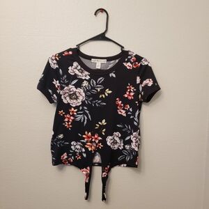 Eye Candy Women's Black Floral Short Sleeve Top